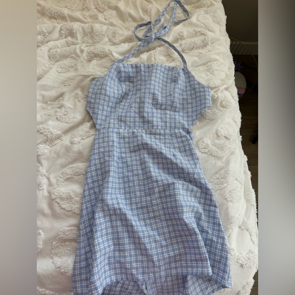Pac Sun size small periwinkle gingham dress.